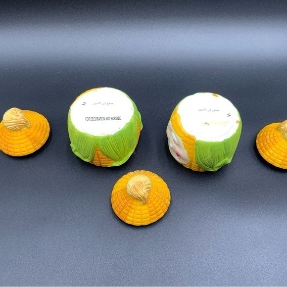 Set Of 2 Vintage Happy Corn Anthropomorphic Ceramic Lidded Jars w/1 Extra Lid - Picture 7 of 9